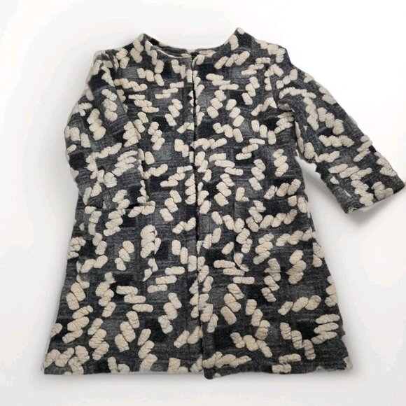 BATIK  Cardigan Coatigan Womens L Gray Cream Geo Open Front 3/4 Sleeve Lagenlook - Picture 9 of 15